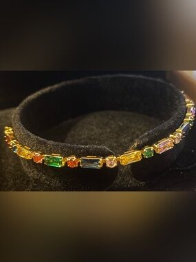 Gold Multicolor Gemstone Tennis Bracelet - Women Jewelry